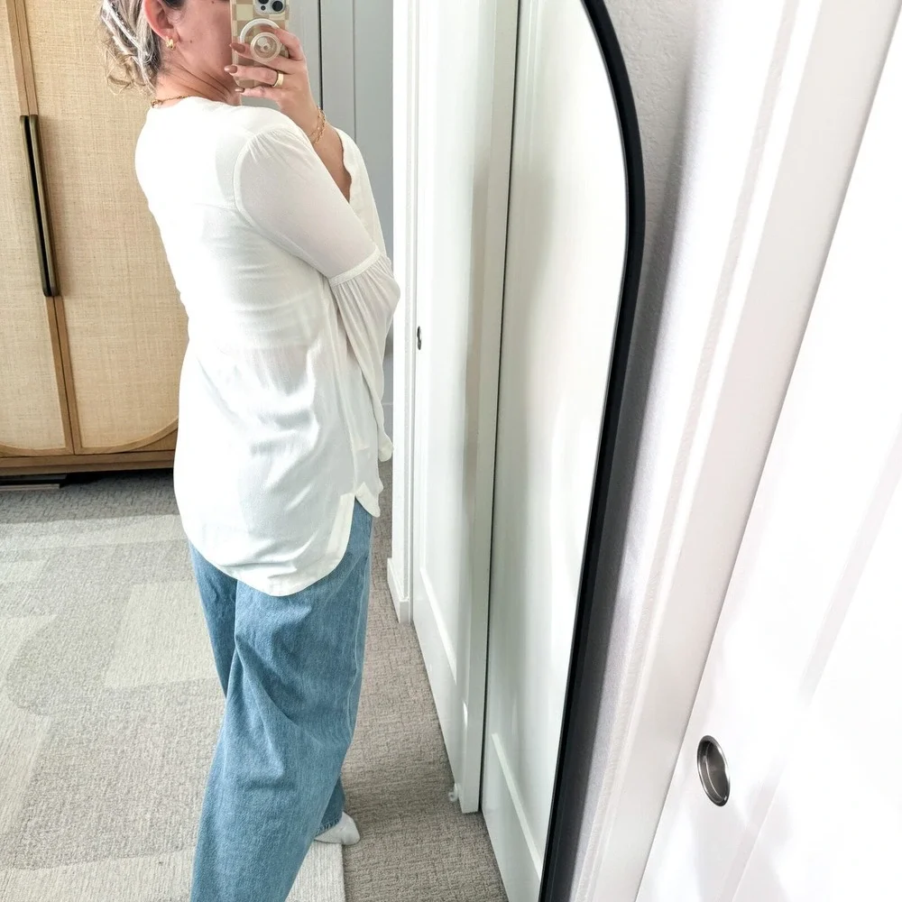 Free‎ People Easy Girl White Bell Sleeve Tunic Top